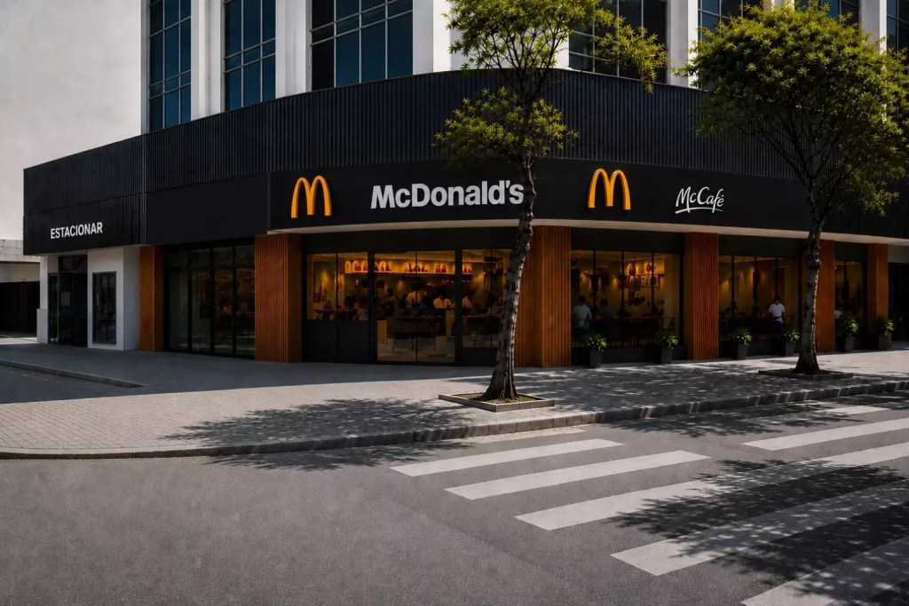 Fato Gestora / Imagem de projeção da fachada da nova unidade do McDonald’s em Botafogo